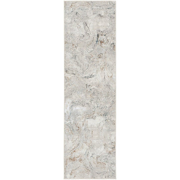 Glitz GLZ20 Modern Abstract Swirl Distressed Metallic Shimmer Hi-Low Textured Soft-Touch Polyester Low Profile Short-Pile Grey/Multicolour Runner-Nourison-Rug Love - The Most Loved Rug Store